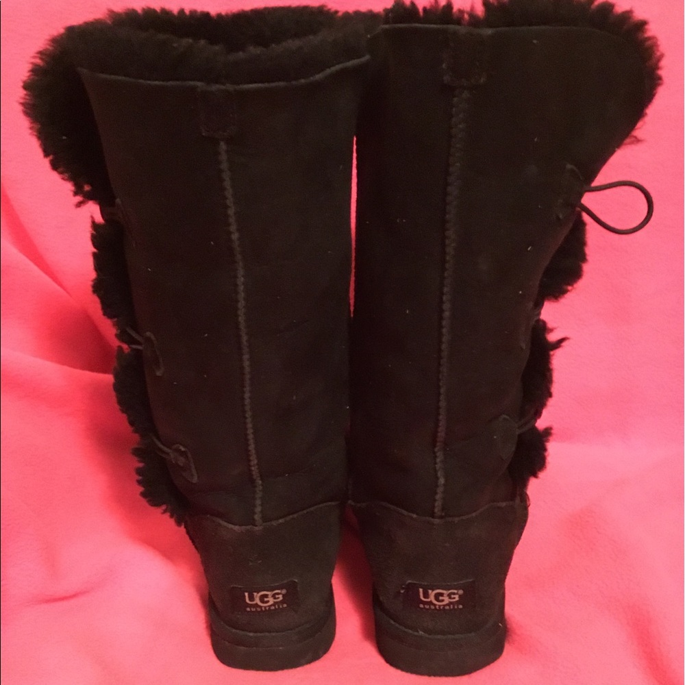 Black Suede Leather UGG Boots Size 8M - Picture 3 of 6